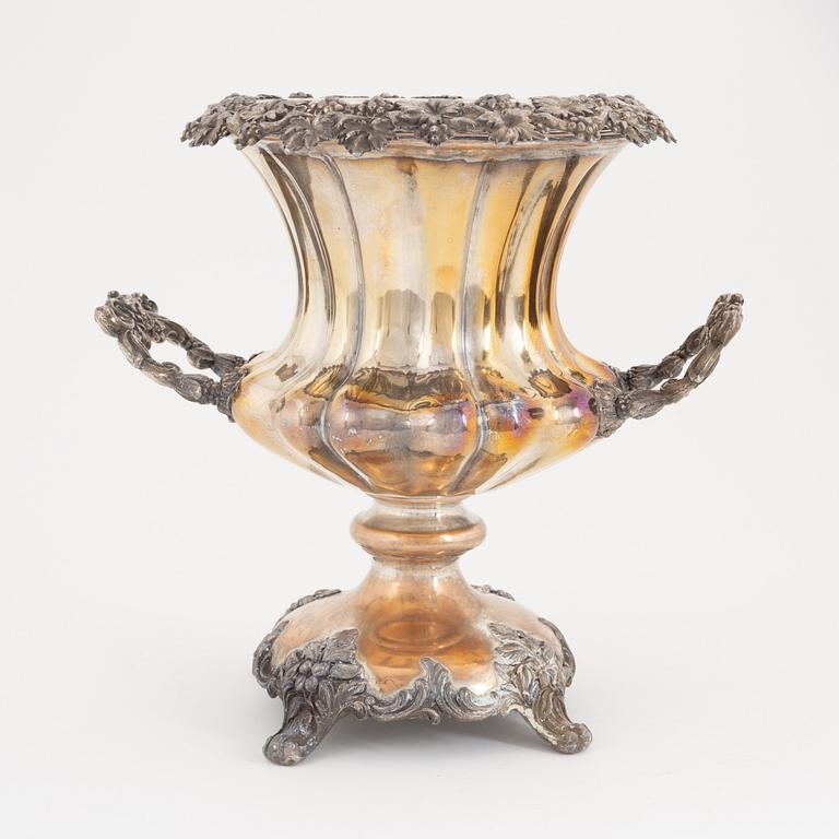 A silver plate wine cooler, around 1900.