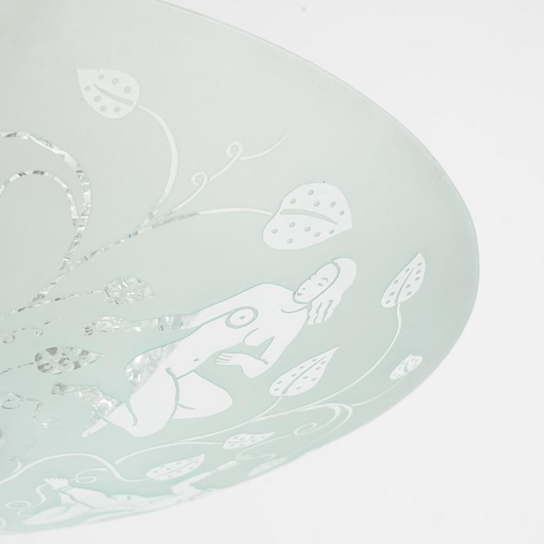 Edward Hald, a model 'HD 8581' ceiling light, Orrefors, 1940's.