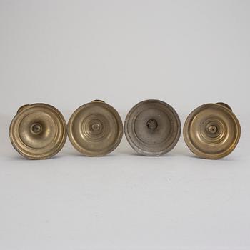 LJUSSTAKAR, 4 stycken, mässing, 1800-tal.