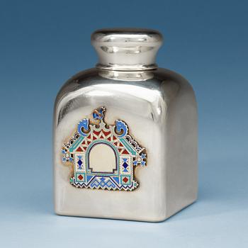 876. A Russian 19th century parcel-gilt and enamel tea-caddy, makers mark of Grachev, St. Petersburg 1880.