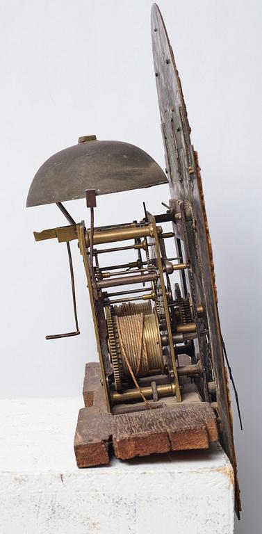 An English 18th century eight-bells longcase clock, dial face marked Collins Wattisfield.