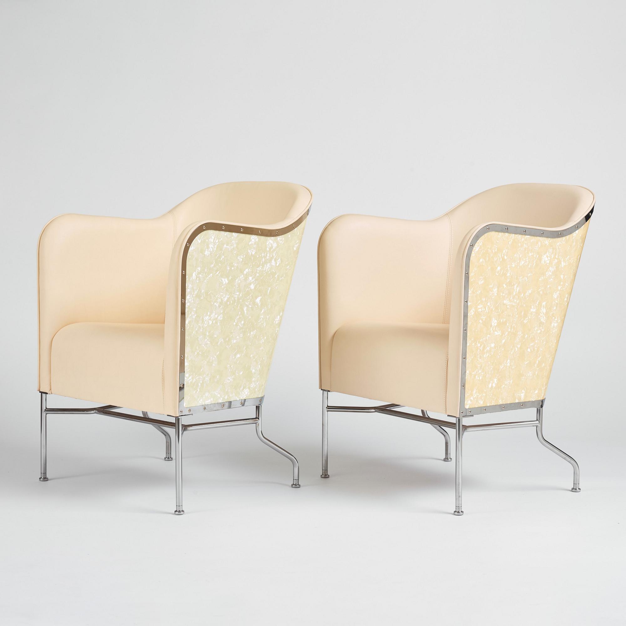 Mats Theselius, a pair of 'Star' easy chairs, ed. 356 and 163/360 , Källemo, Värnamo, Sweden post 2009.