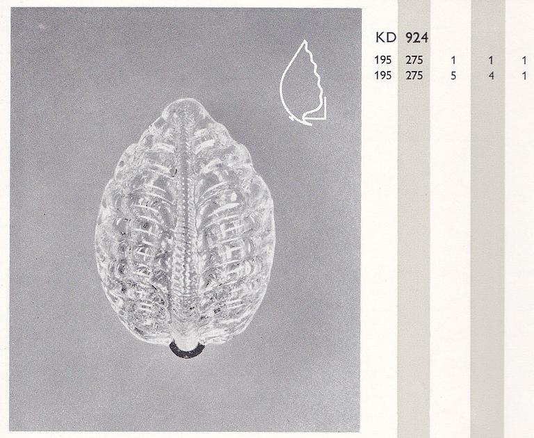 Fritz Kurz, vägglampor, ett par, modell "KD 924", Orrefors, 1900-talets mitt.