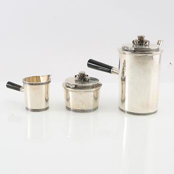 Carlman Silversmide, kaffeservis 3 delar, silver Stockholm  1948.