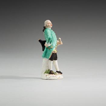 A Meissen figure of a singer, circa 1755.