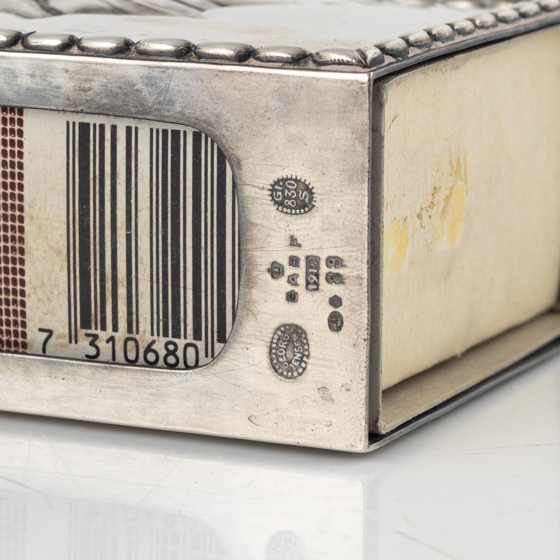 Georg Jensen, tändsticksfodral, silver, Danmark 1919.