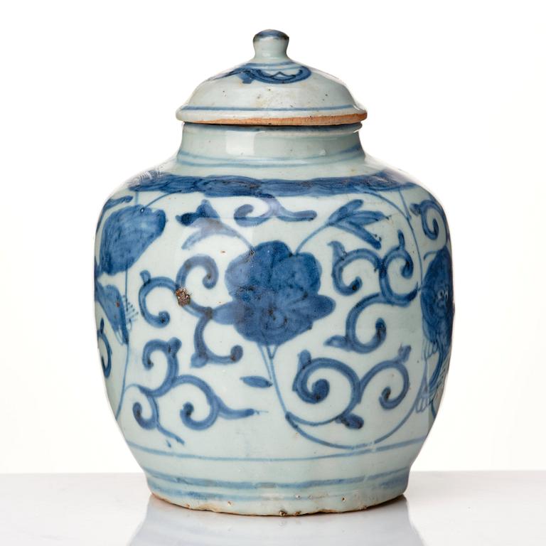 A blue and white jar, Ming dynasty (1368-1644).