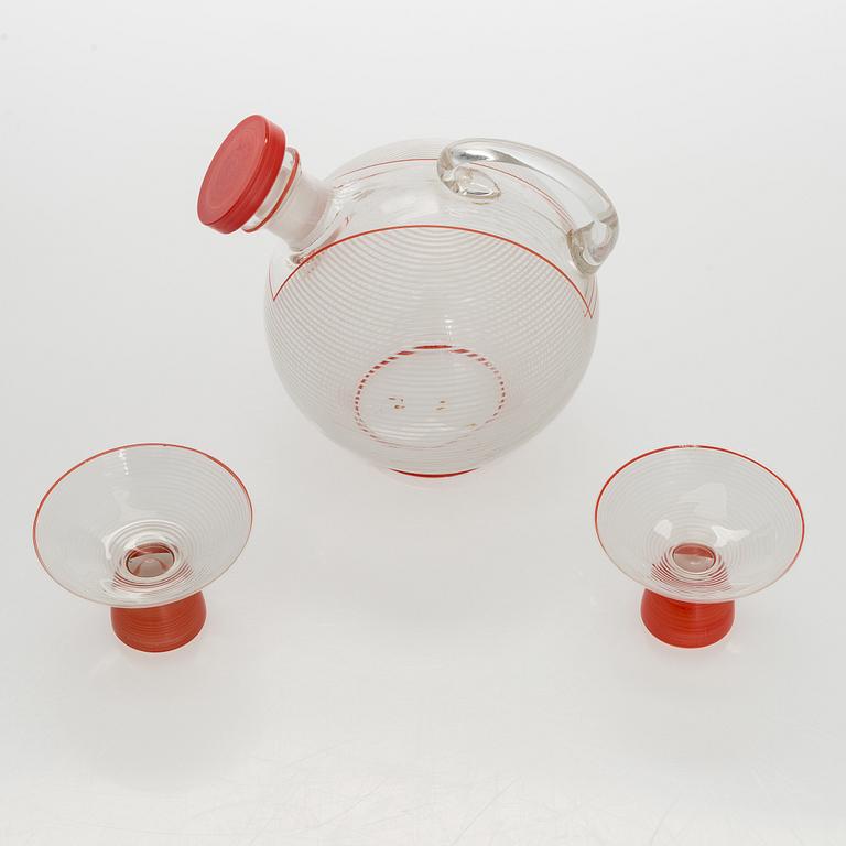 Karaff, samt två glas, Mellaneuropa 1900-talets mitt.