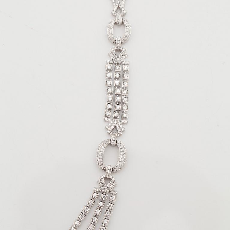 A brilliant cut diamond necklace, total carat weight circa 16.50 cts. Quality circa G-H/VS-SI.