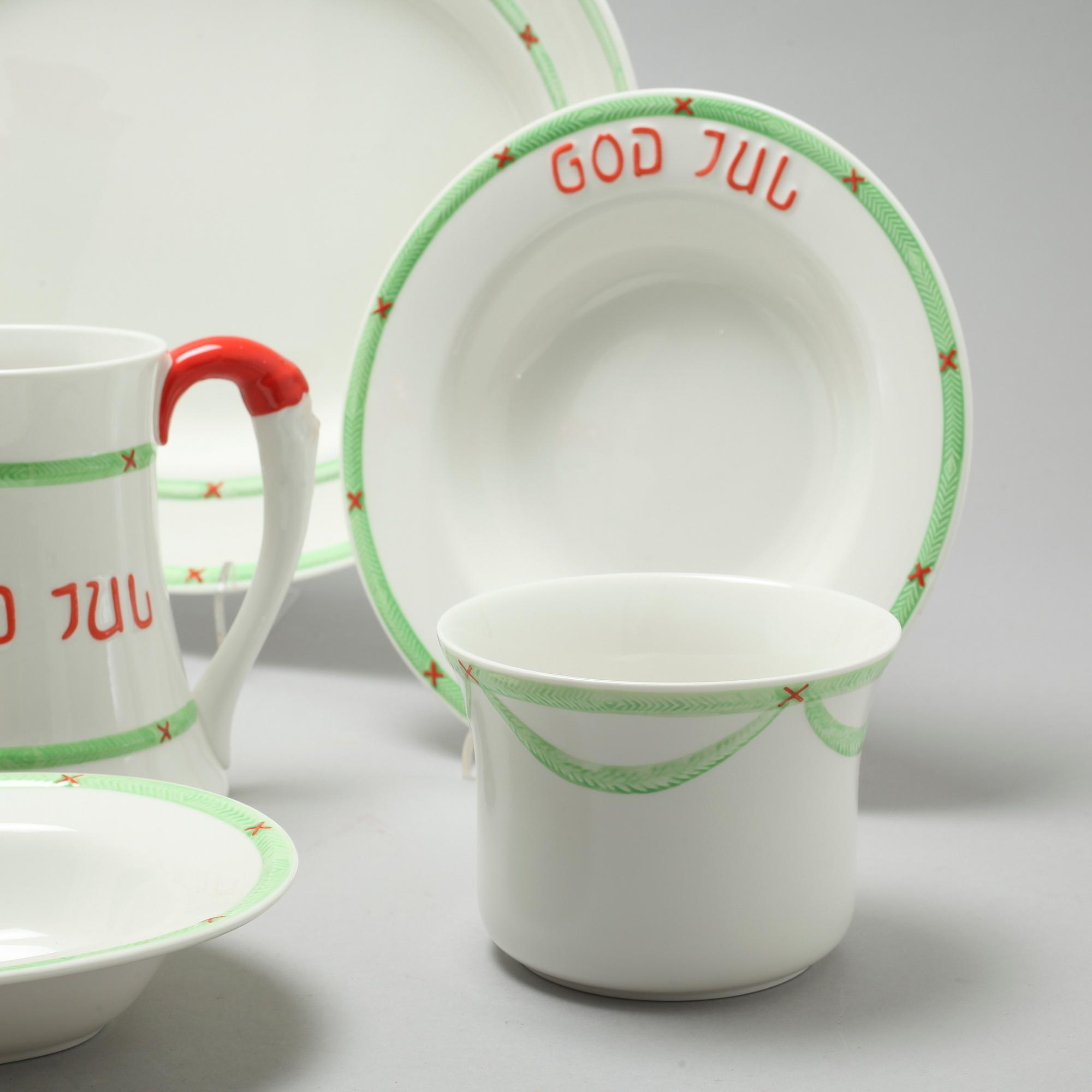 A christmas porcelian tableware set of 37 pcs by Rörstrand from the latter half of the 20th century.
