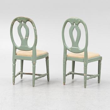 A set of five plus one Gustavian chairs, 18th/19th Century.