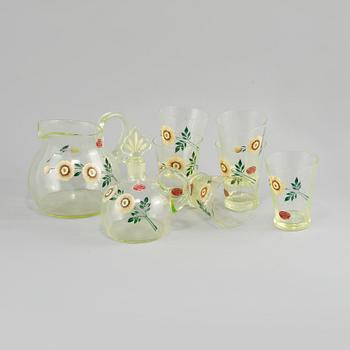 SAFTSERVIS, 8 delar, glas, Johansfors Glasbruk, omkring 1900-talets mitt.