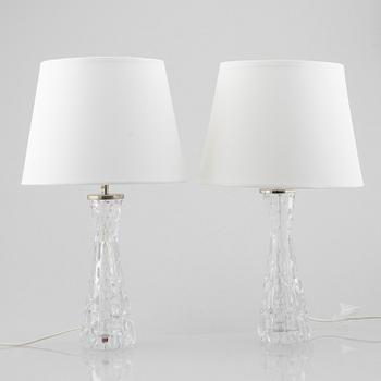 Carl Fagerlund, a pair of "RD-1477" glass table lamps, Orrefors, Sweden.