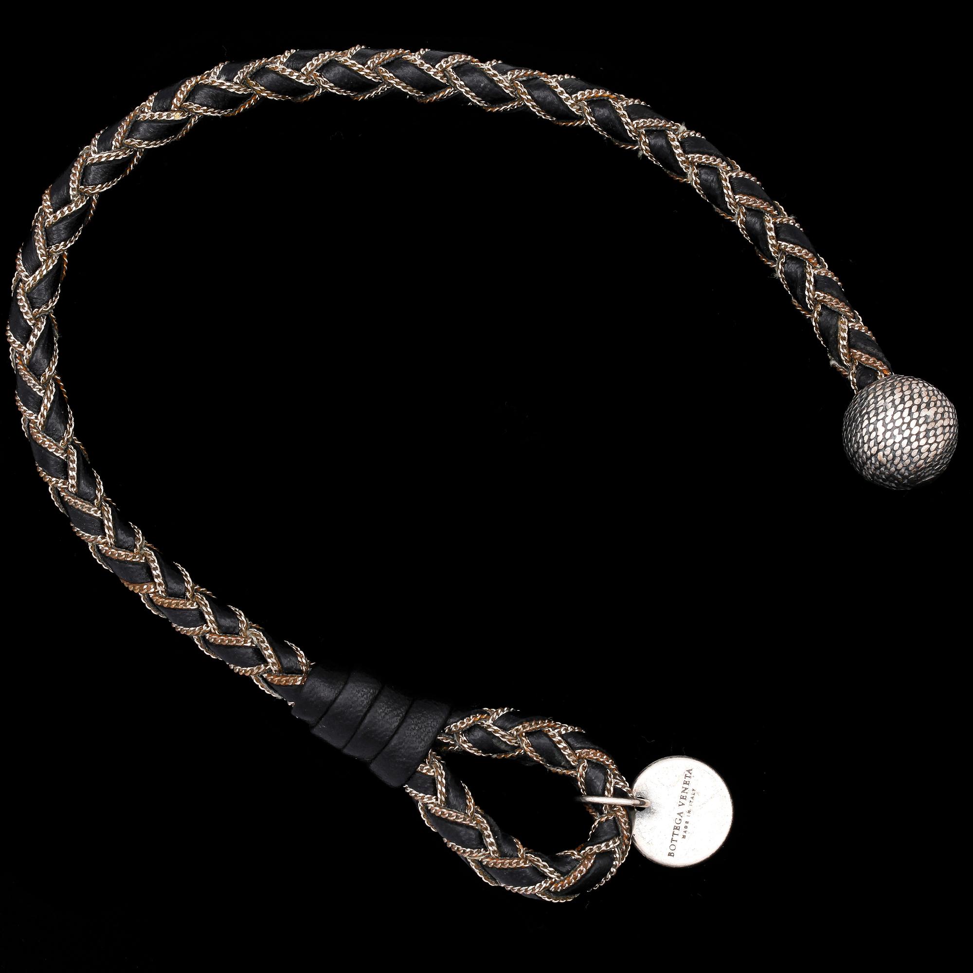 ARMBAND, "Intrecciato", Bottega Veneta, läder samt silver.