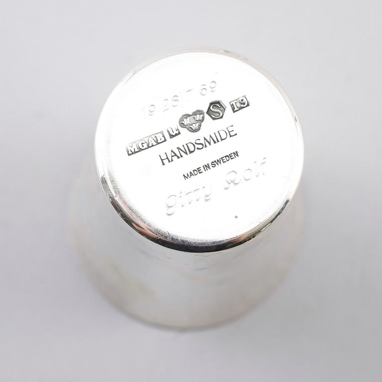 BÄGARE, 6 st, silver, MGAB, Uppsala 1969. Vikt ca 350 gram.