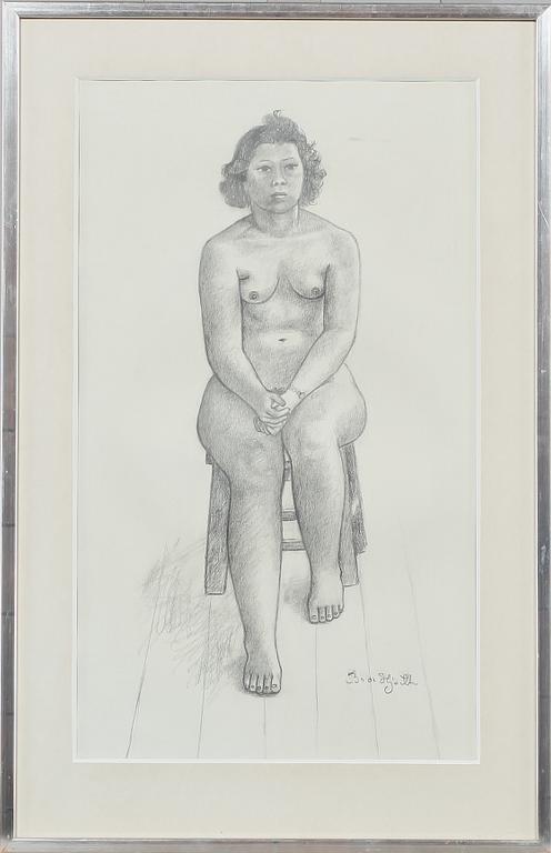 BROR HJORTH, teckning, signerad.