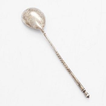 A silver sugar bowl and teaspoon, Moscow first half of the 20th century.