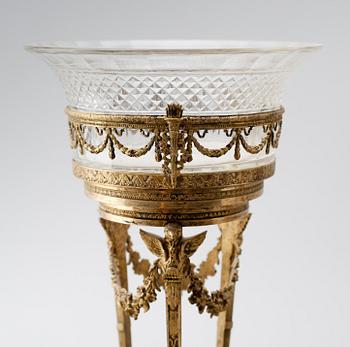 SKÅLAR, 4 st, förgylld metall och glas, Louis Seizestil, omkring år 1900.