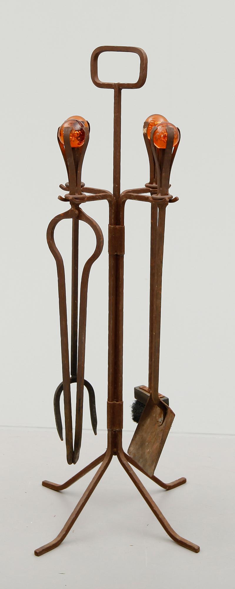 ELDSTÄLL, smide och glas, 1900-talets mitt.