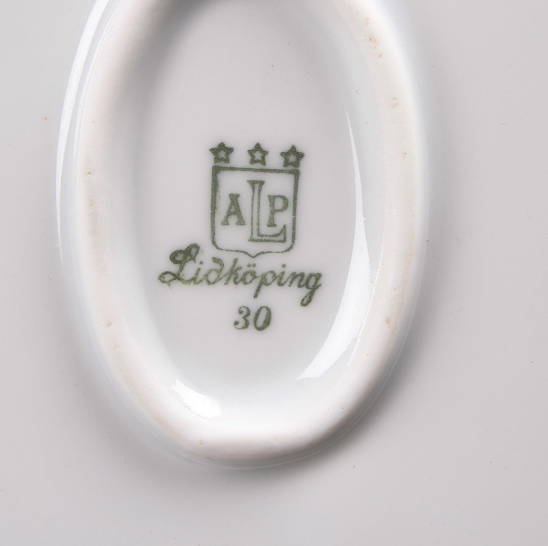 MATSERVIS, 59 delar, porslin, troligen Einar Forseth, Lidköping 1930-tal.