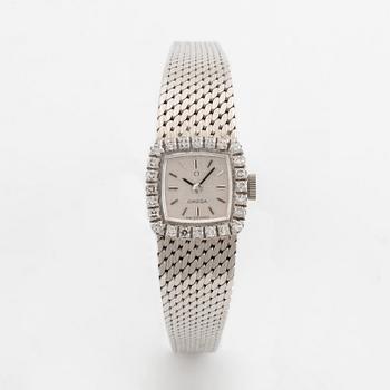 Omega, white gold and eight cut diamond ladies watch.