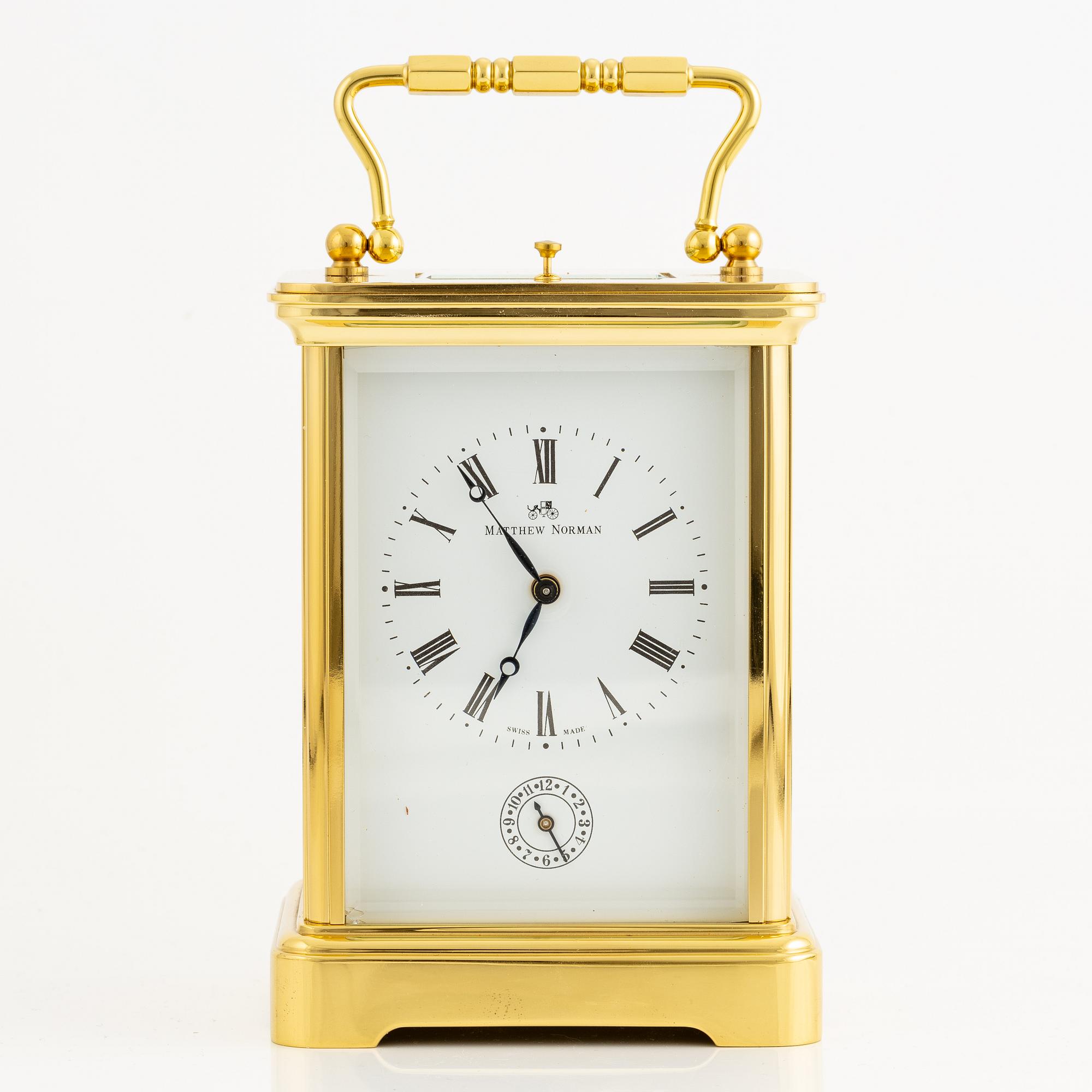 A carriage clock, Matthew Norman, Switzerland, second half of the 20th century.