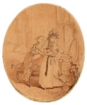 825. NICLAS LAFRENSEN D.Y. Akvarellerad tuschlavering. Signerad Lawreince och daterad 1780.