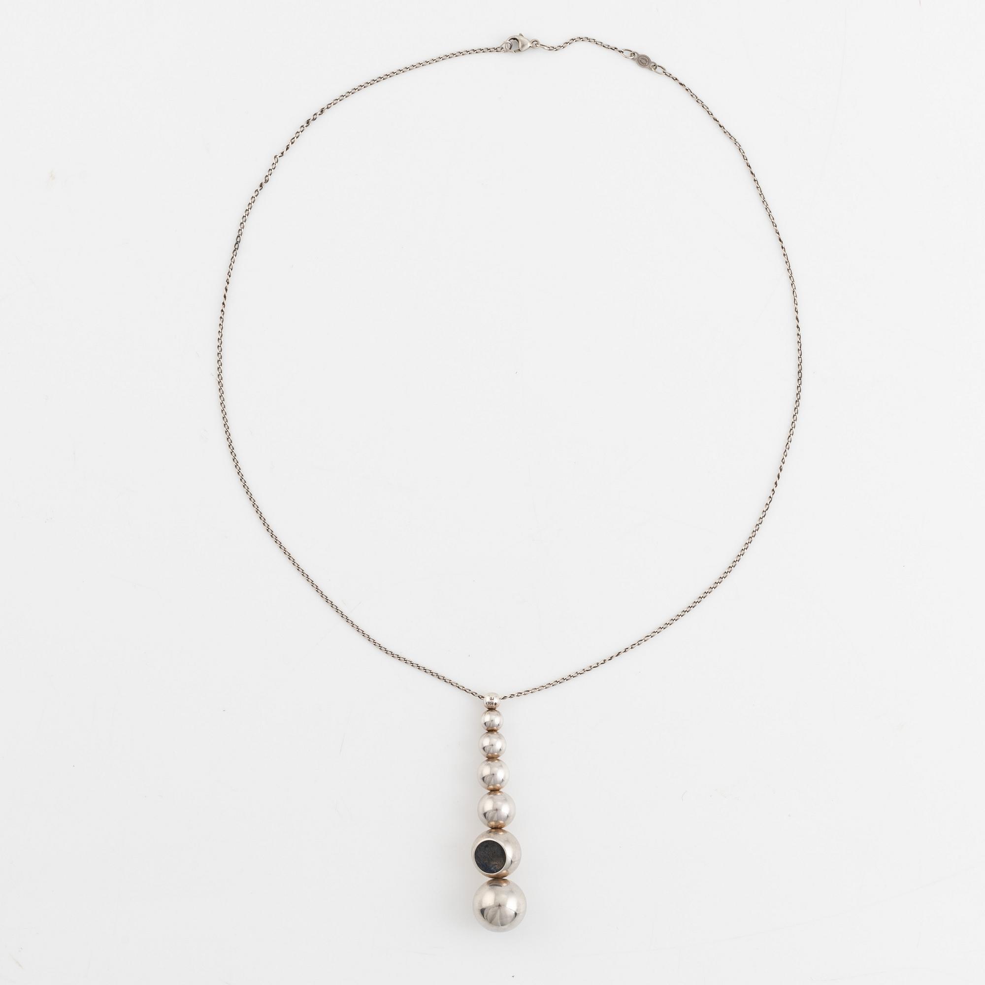 Jacqueline Rabun, pendant with chain, silver, "Cave pendant", Georg Jensen, Denmark.