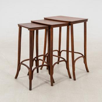Nesting tables, 3 pieces by Thonet, early 20th century.