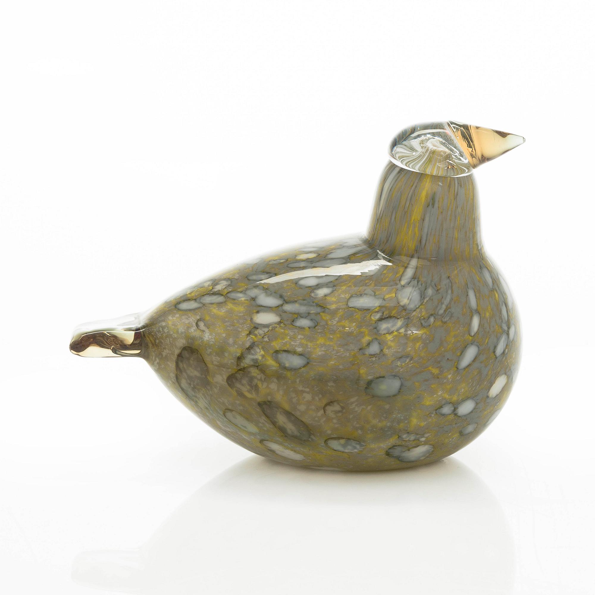 Oiva Toikka, A glass bird 'Pine grossbeak female' Unique Days spring 2006, signed O. Toikka Nuutajärvi.