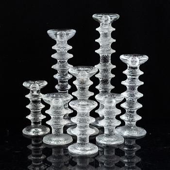 Eight 'Festivo' glass candle holders by Timo Sarpaneva, Iittala, Finland.