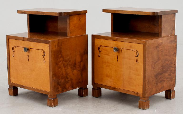 SÄNGBORD, ett par, art deco, 1900-talets första hälft.