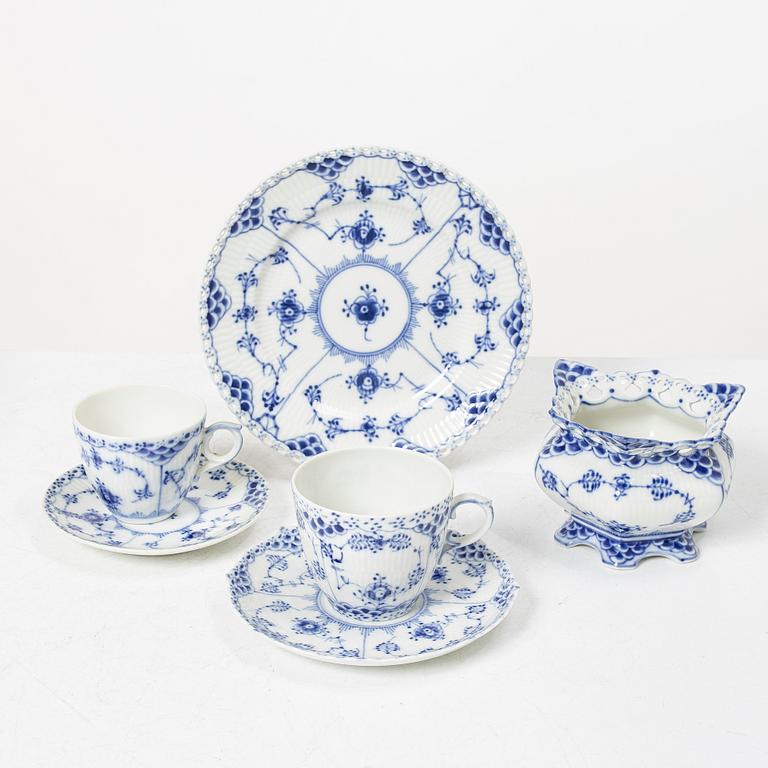 Royal Copenhagen, a 35-piece 'Blue Fluted' coffee service, including Full Lace, Denmark.