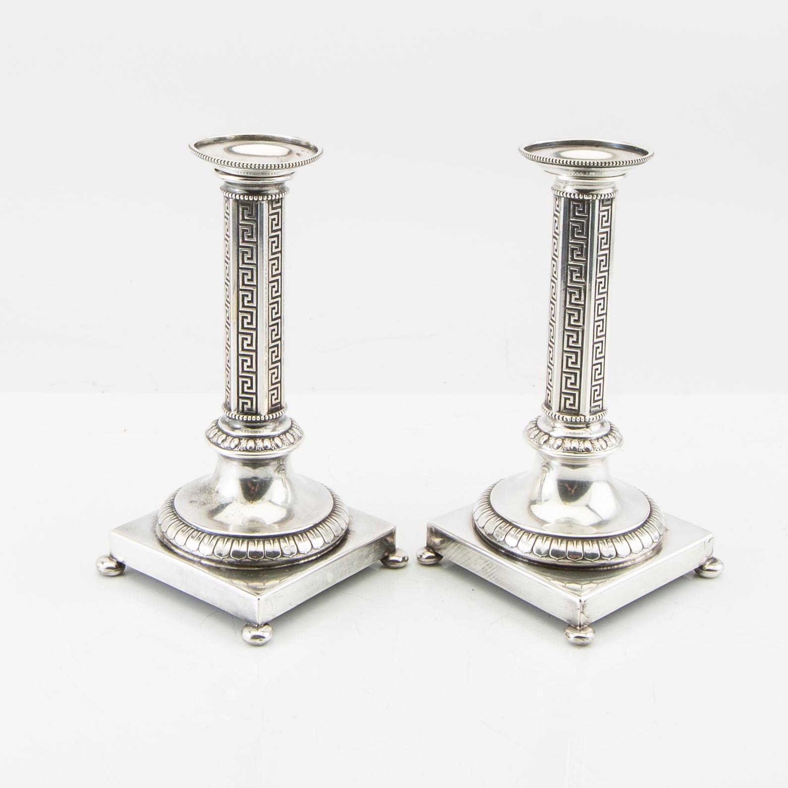 Bernard Hertz candlesticks, a pair, NS signed, circa 1900.