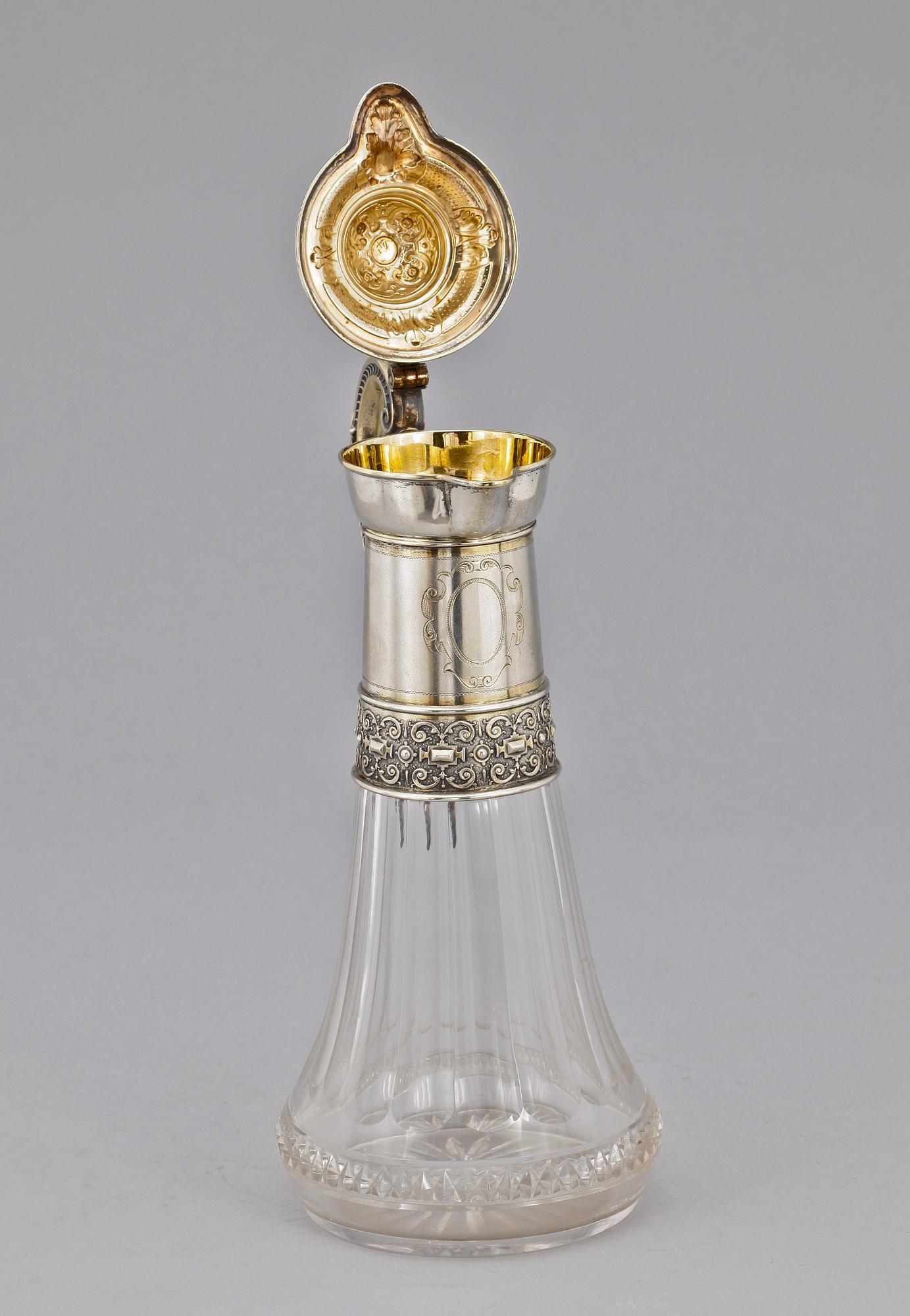 VINKARAFF, glas/silver, Tyskland, omkring 1900.