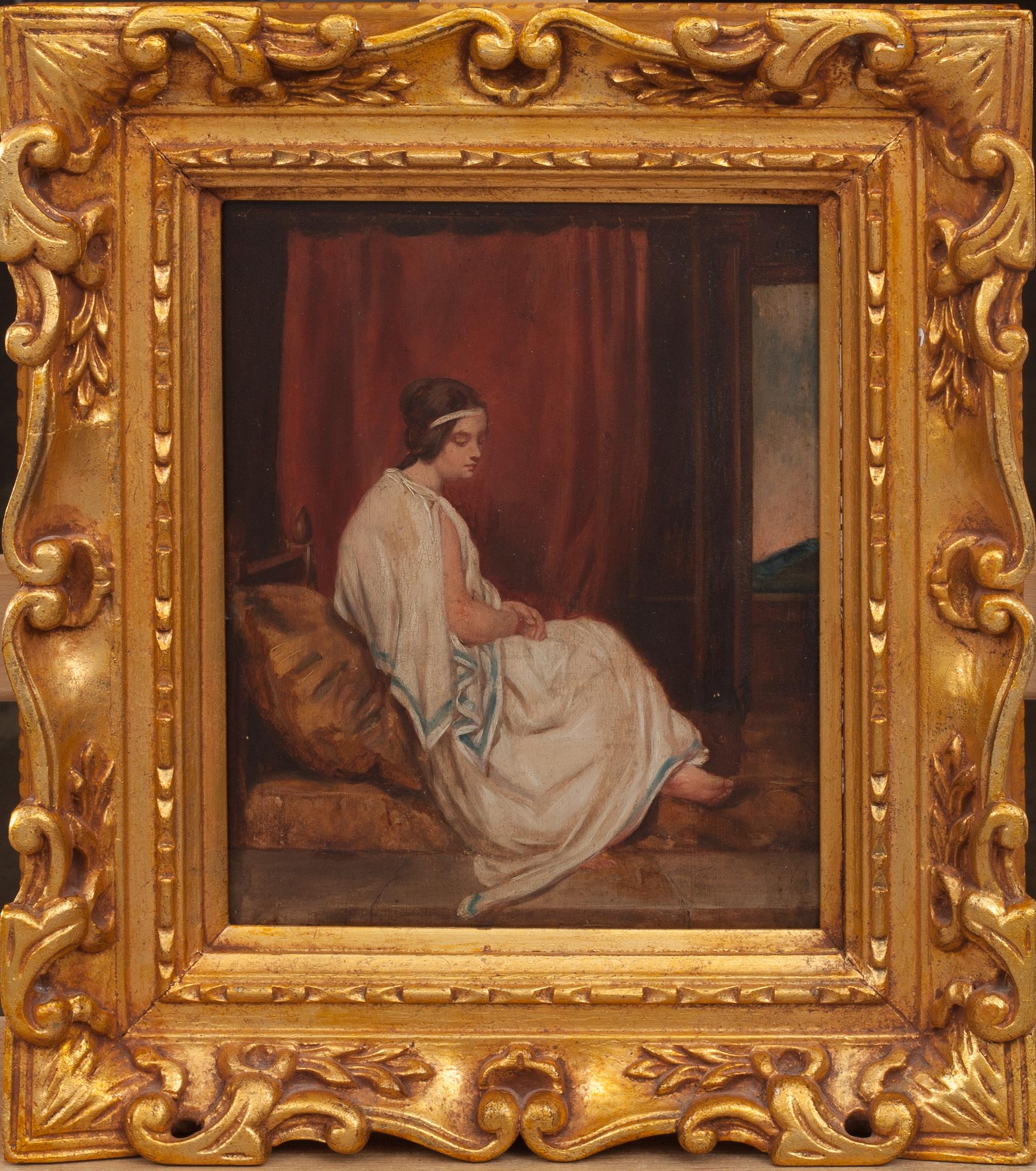 OKÄND KONSTNÄR, olja på pannå, 1800-tal.