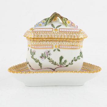 A 'Flora Danica' porcelian custard cup with saucer, Royal Copenhagen, Denmark.