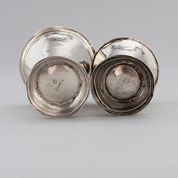 Two parcel-gilt Swedish silver beakers, 1760-99.