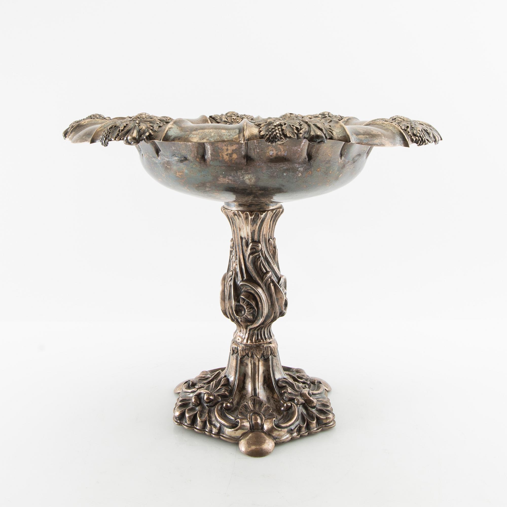 Carl Nyström essay bowl Neo-Rococo silver Stockholm 1850.