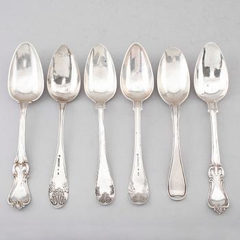 SKEDAR, 6 st, silver, 1700-/1800-tal. Vikt ca 356 g.