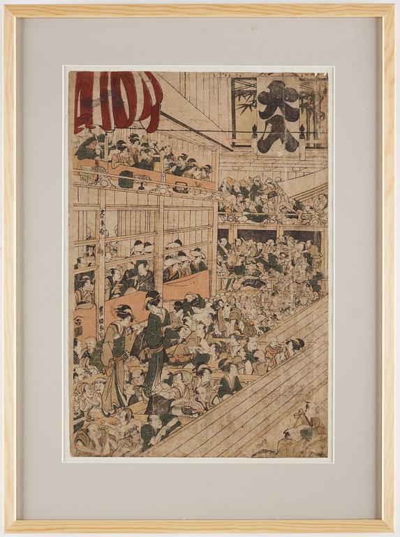 UTAGAWA TOYOKUNI I (1769-1825), efter, färgträsnitt. Japan, 1800-tal.