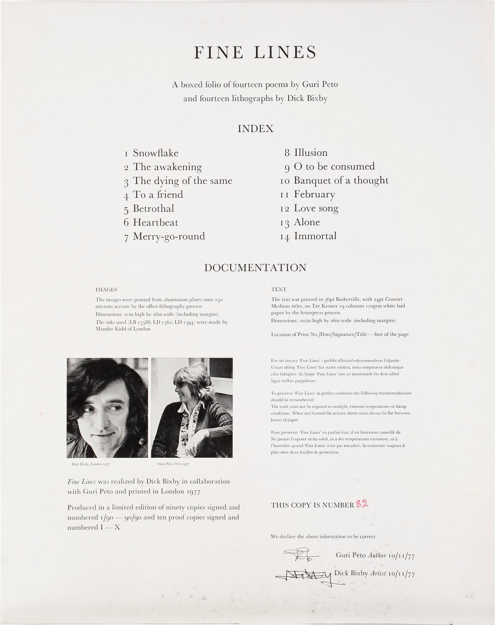 DICK BIXBY, mapp med 12 st litografier, signerade, bär numrering 82.