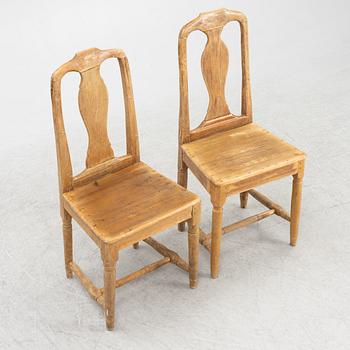 Five Pinewood Chairs, circa 1800.