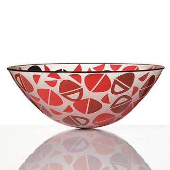 Klas-Göran Tinbäck, a unique glass bowl, own workshop, Sweden 1996.