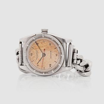 ARMBANDSUR, herr, Rolex Oyster Perpetual, Chronometre, "Bubbleback", ref 3372, cal 630, manuell, stål, ca1938.