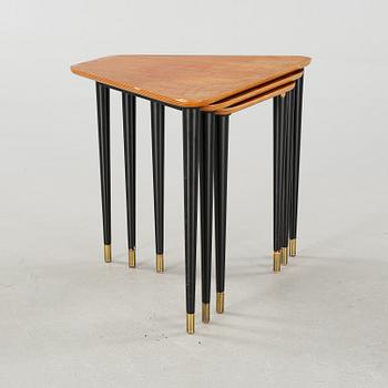 A 1950s nest of tables, three pcs.