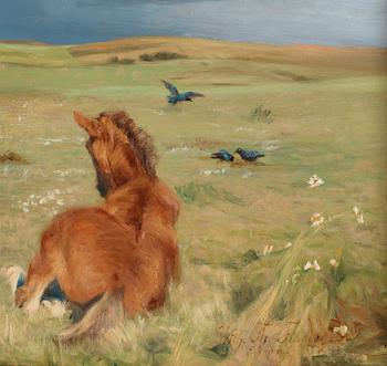 Vilhelm Theodor Fischer, Horses on a field.