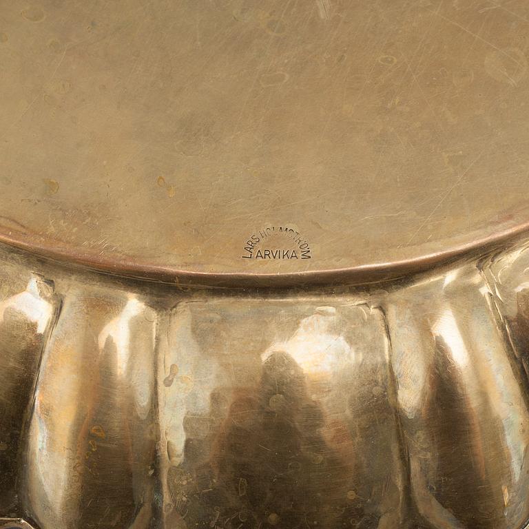 LARS HOLMSTRÖM, two brass trays,
"Firma Lars Holmström Arvika".