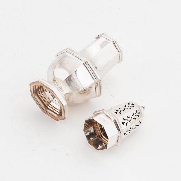 B.P. Co, a silver sugar shaker,  London, 1967.