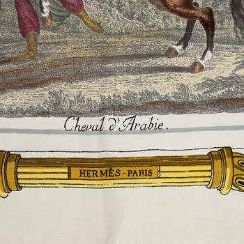 Hermès, scarves, 2 pcs, "Arcs en Ciel" & "Chevaux du Monde".